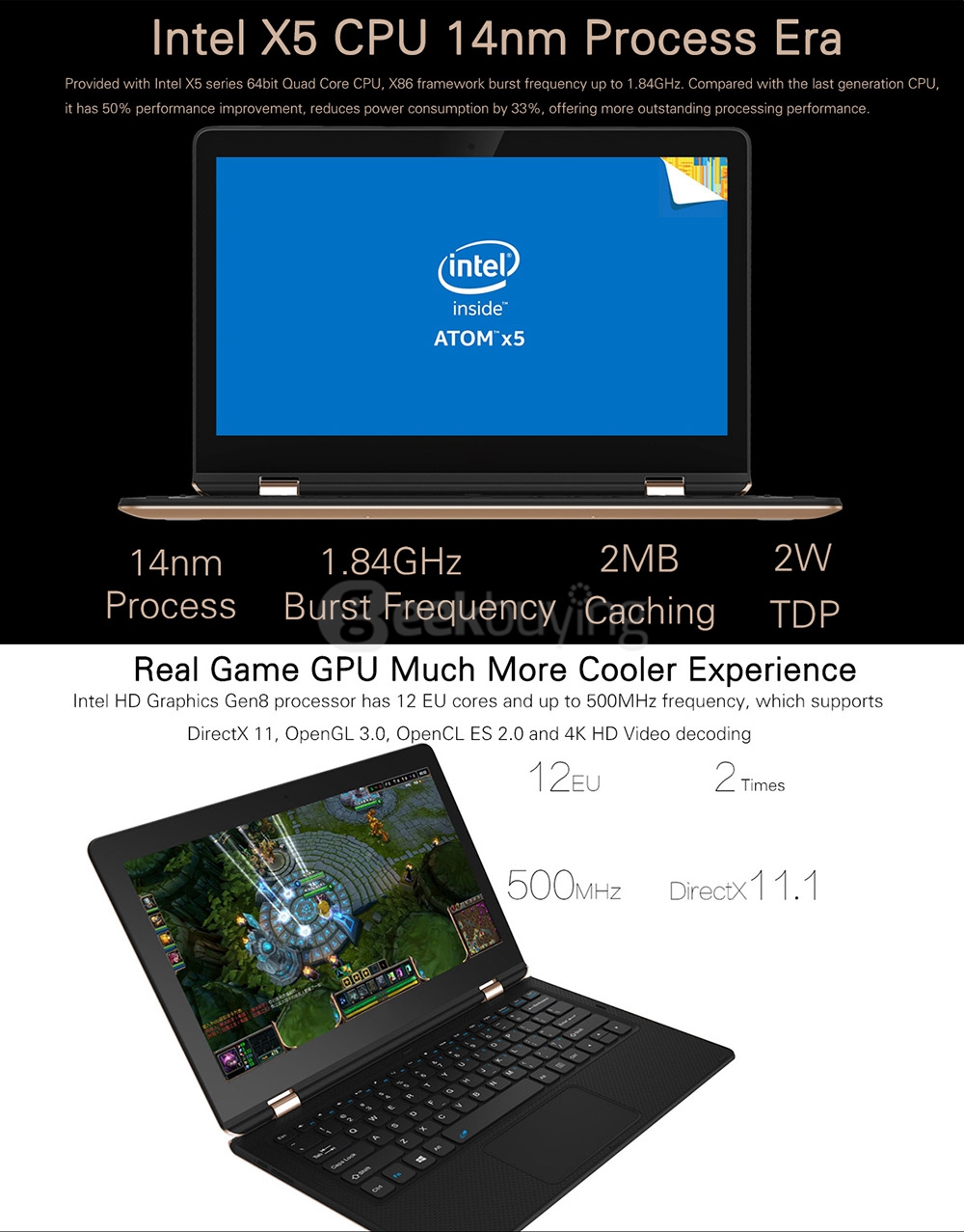 Vido W11pro3 Transformer Laptop 4GB/64GB 11.6