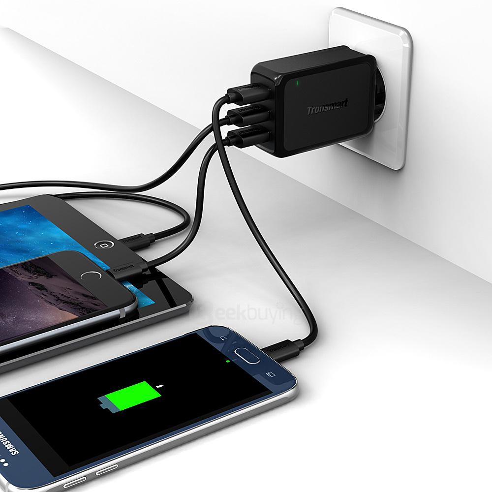 Tronsmart Quick Charge 3.0 USB Wall Travel Charger 42W 1 and 2 VoltIQ Ports Quick Charge Port Compatible With Quick Charge 2.0 - EU Plug