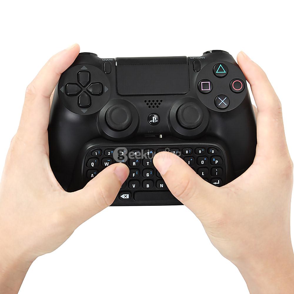 Portable Wireless Bluetooth 3.0 Keyboard with 3.5mm Jack for PS4 Controller - Black