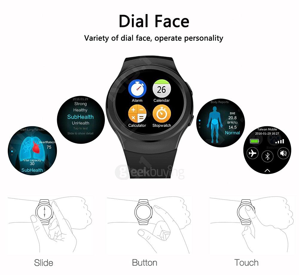 NO.1 G3 Bluetooth 4.0 Smart Watch Phone MTK2502 SIM GPRS Smartwatch Heart Rate Monitor Fitness Tracker Voice Chat Call SMS Reminder - Silver