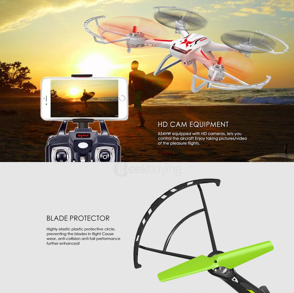 Syma X54HW FPV 720P HD Camera Altitude Hold 2.4G 4CH 6Axis RC Quadcopter - Black