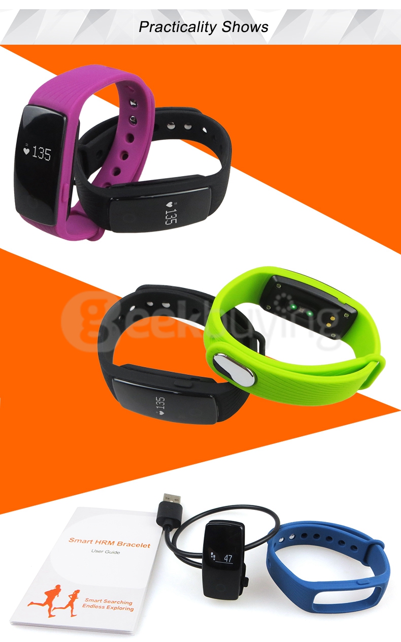 Makibes ID107 Smart Bracelet BT4.0 Heart Rate Monitor Smartband Pulse Sports Fitness Tracker for Android iOS - Blue