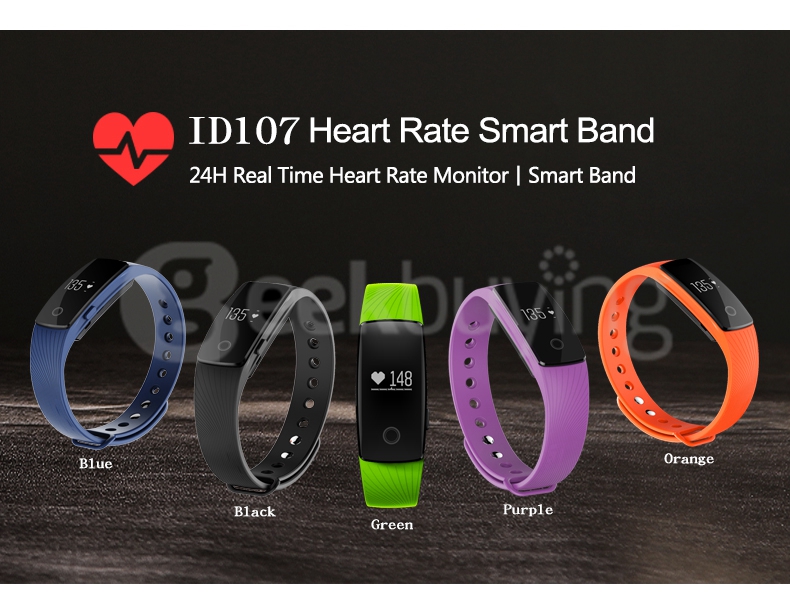Makibes ID107 Smart Bracelet BT4.0 Heart Rate Monitor Smartband Pulse Sports Fitness Tracker for Android iOS - Blue