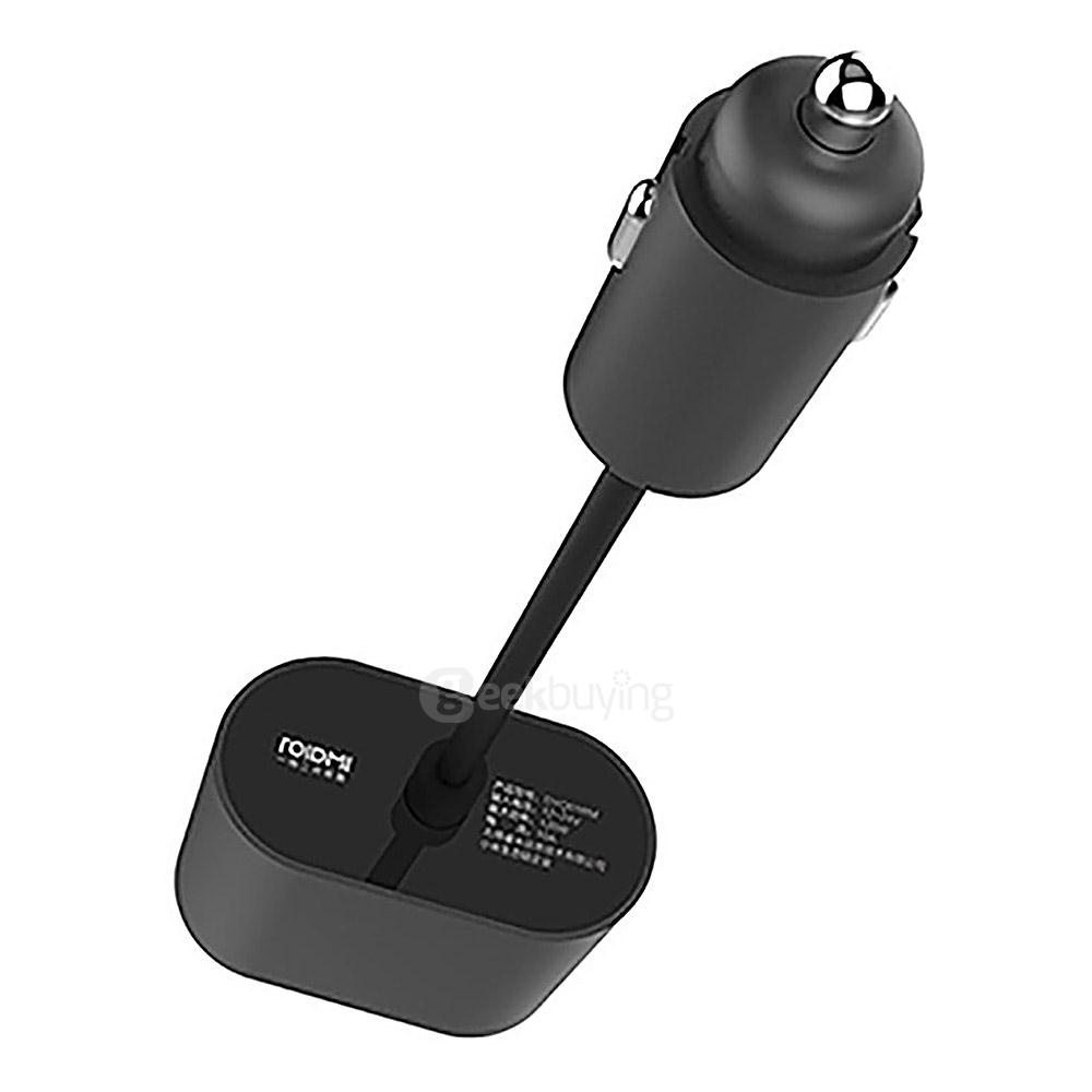 Original Xiaomi ROIDMI 1 to 2 Car Charger Adapter Dual Cigarette Lighter Splitter - Black