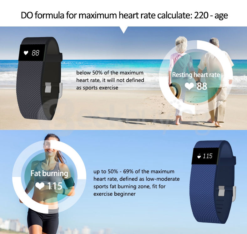 Makibes ID100 TW64 Pulse Smart Bracelet Bluetooth 4.0 Heart Rate Monitor Smartband Sports Fitness Tracker for Android iOS - Light Blue