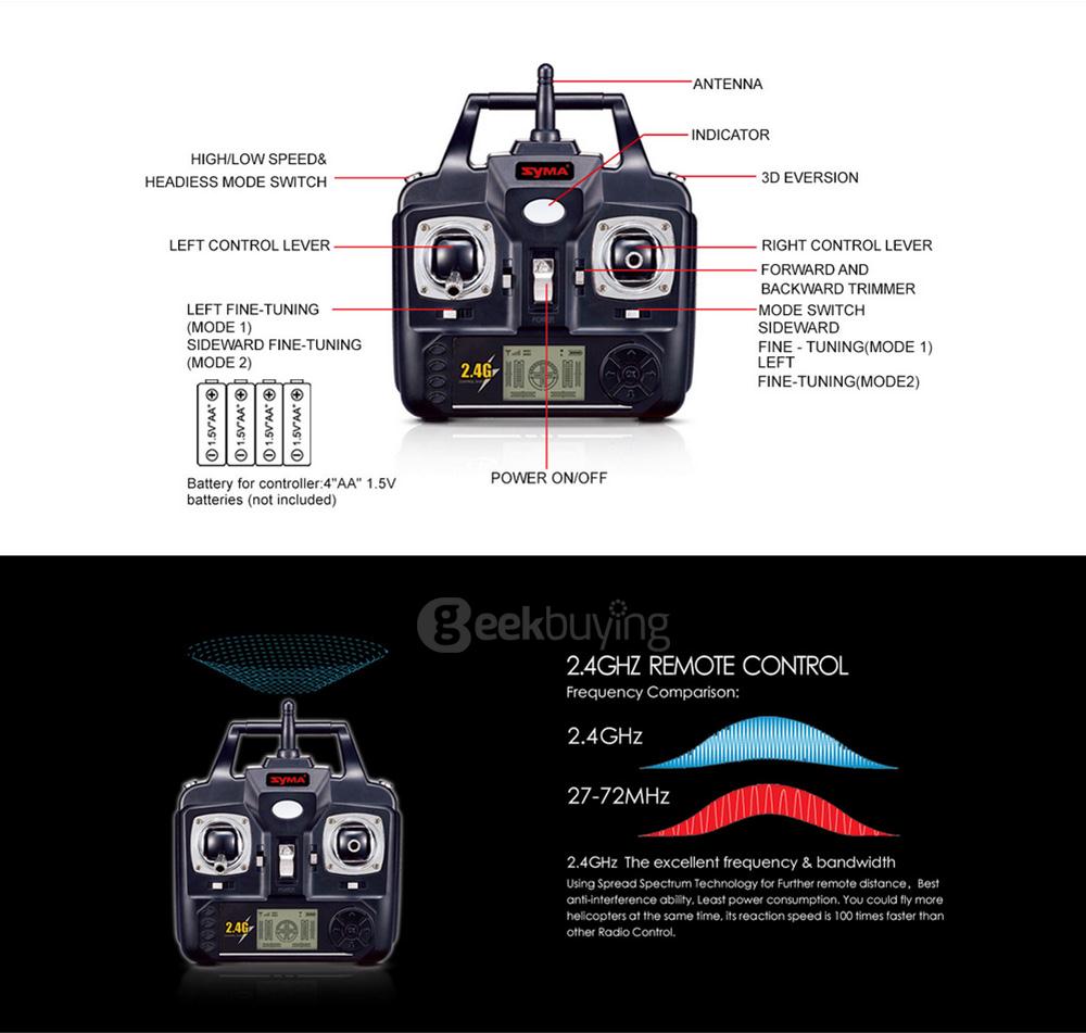 Syma X54HW FPV 720P HD Camera Altitude Hold 2.4G 4CH 6Axis RC Quadcopter - Black