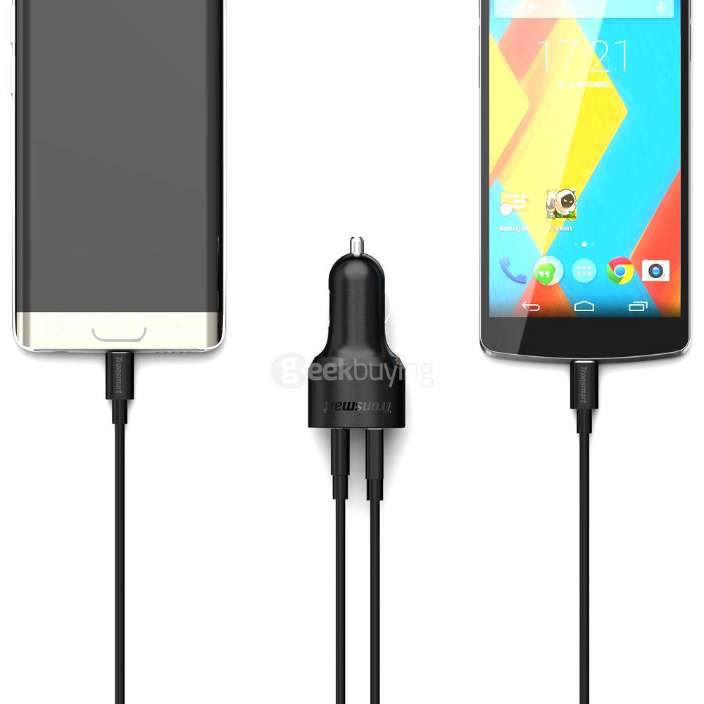 Tronsmart Quick Charge 3.0 33W Type A + Type C 5V/3A Output USB Car Charger for QC 3.0 and 2.0 & Type C Compatible Devices
