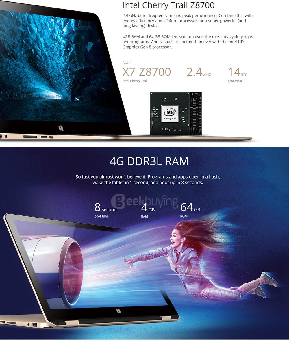 Onda oBook 12 Ultrabook Laptop 12.2 inch Windows10 4GB/64GB Intel Cherry Trail X7 Z8700 Quad Core 2.4GHz IPS 1920*1200 - Gold