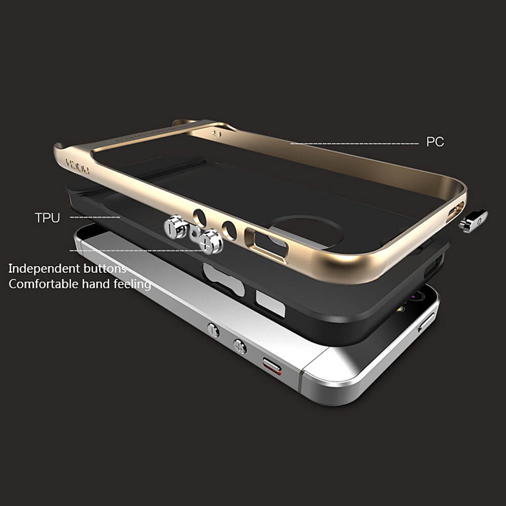 ROCK Royce Series Phones Protective Shell For iPhone5S/SE TPU Back Cover With PC Edge Anti-scratch Phone Case - Gold