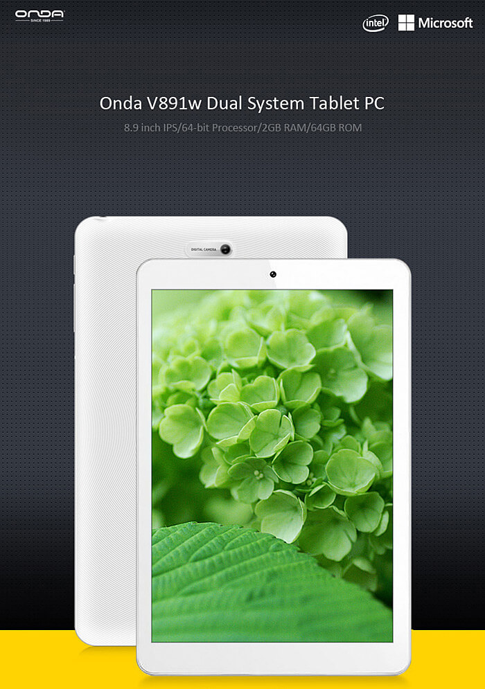 ONDA V891W Dual OS Windows8.1 + Android4.4 2GB/64GB 8.9 inch Tablet PC Intel Z3735F Quad Core 1.83Ghz IPS 1920*1200 - White