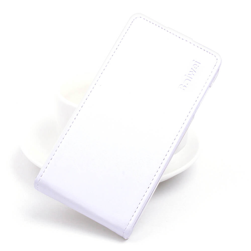 Leather Case For Elephone P9000 Colorful Embossed Up And Down Flip Protective Phone Cover - White