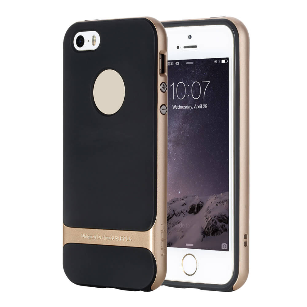 ROCK Royce Series Phones Protective Shell For iPhone5S/SE TPU Back Cover With PC Edge Anti-scratch Phone Case - Gold