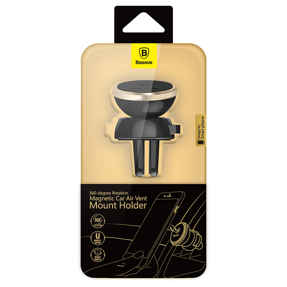 Baseus 360-degree Rotation Magnetic Car Air Vent Mount Holder - Gold