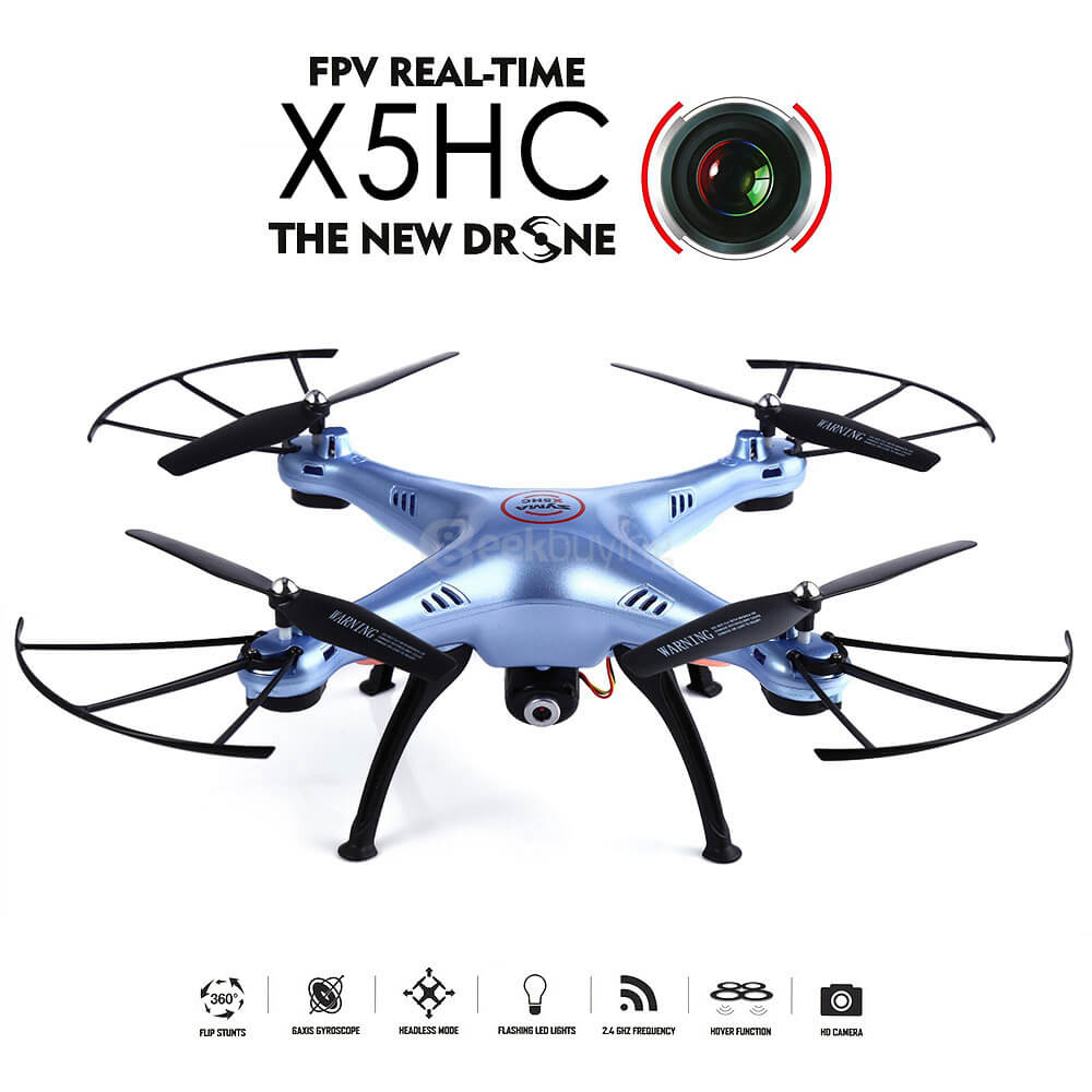Syma X5HC With 2MP HD Camera 3D Roll Altitude Hold Headless Mode 2.4G 4CH 6Axis RC Quadcopter RTF - Blue