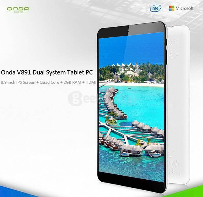 ONDA V891 Dual OS Windows10 + Android4.4 8.9 inch 2GB/32GB Tablet PC Intel Z3735F Quad Core 1.83Ghz HDMI - Black+White