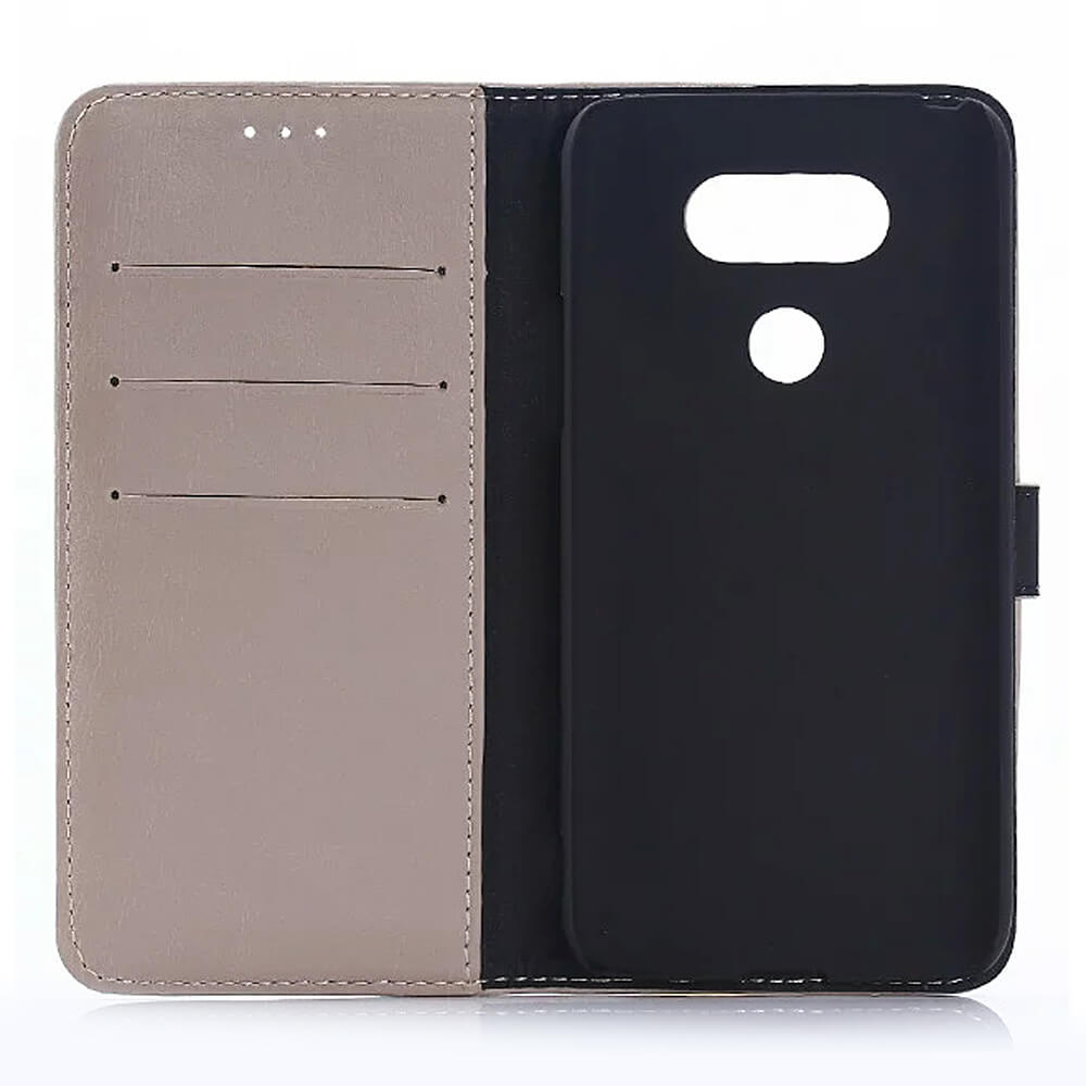 Leather Case For LG G5 Flip Cover Standing Protective Phone Case With Pocket And Bracket - White