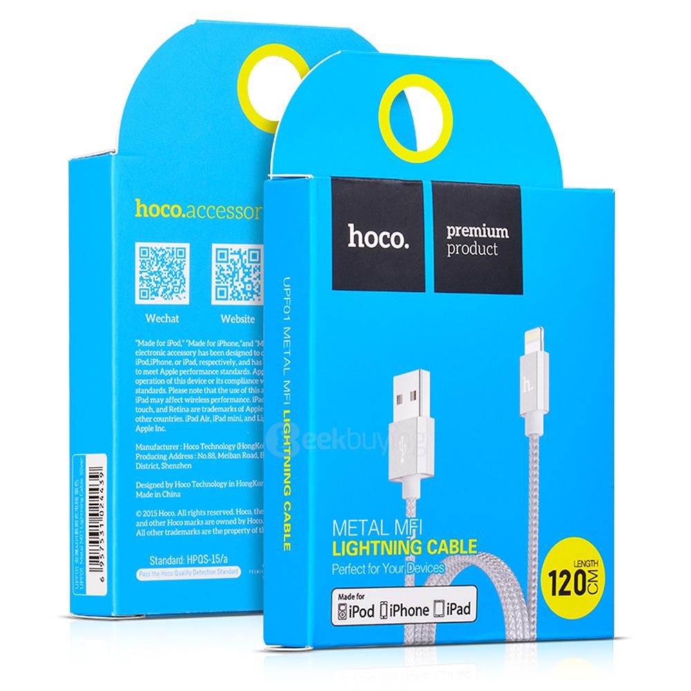 HOCO UPF01 8Pin Interface Cable For iPhone 120CM - Silver