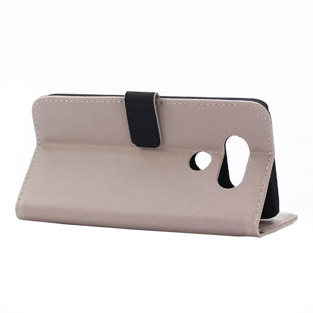 Leather Case For LG G5 Flip Cover Standing Protective Phone Case With Pocket And Bracket - White