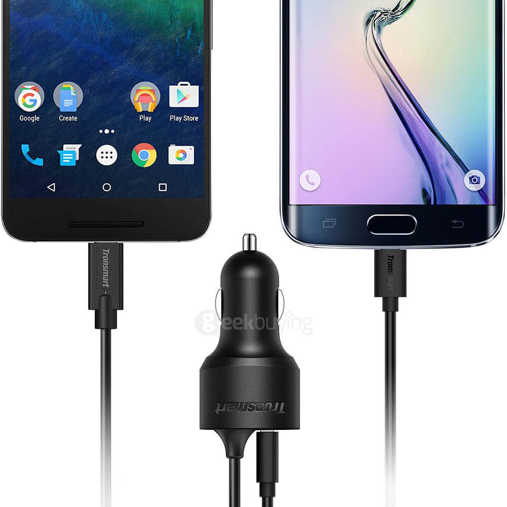 Tronsmart Quick Charge 3.0 33W Over Type A USB Car Charger for Quick Charge 3.0 and 2.0 Compatible Device + Type C 5V/3A Output for Type C Device such as Nexus 5X 6P Google Pixel Google Pixel XL Letv Max