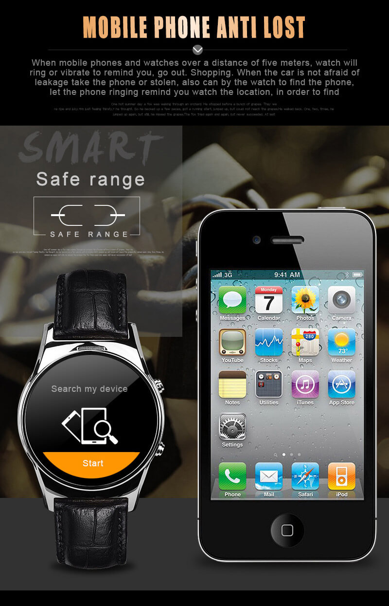 Aiwatch G3 Smart Watch Phone MTK2502 Bluetooth 4.0 GSM SIM Card 1.3