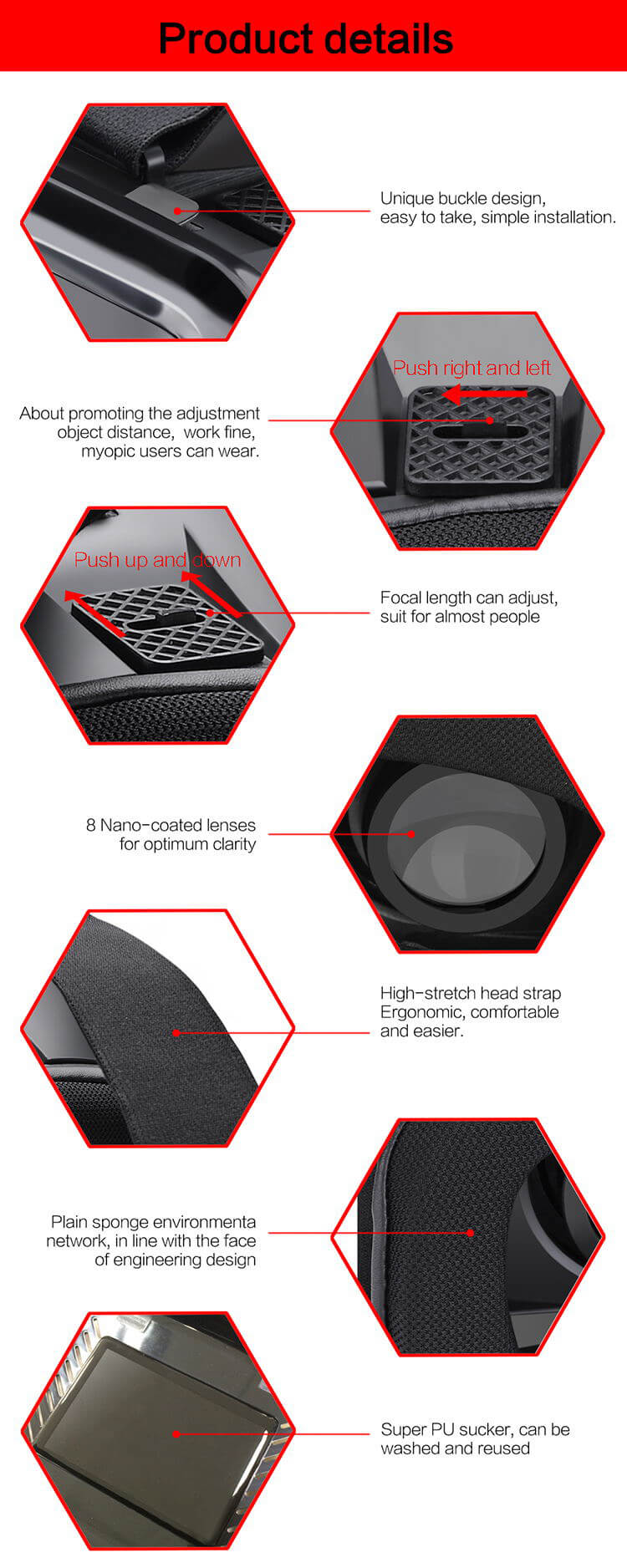 V11 3D Immersive VR Virtual Reality Headset F0V98 IPD Focus Adjustable Magnet Control for 4.0 - 6.0inch Smartphones - Black