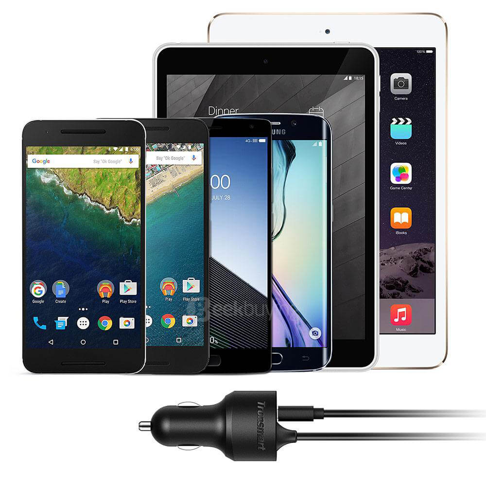 Tronsmart Quick Charge 3.0 33W Over Type A USB Car Charger for Quick Charge 3.0 and 2.0 Compatible Device + Type C 5V/3A Output for Type C Device such as Nexus 5X 6P Google Pixel Google Pixel XL Letv Max