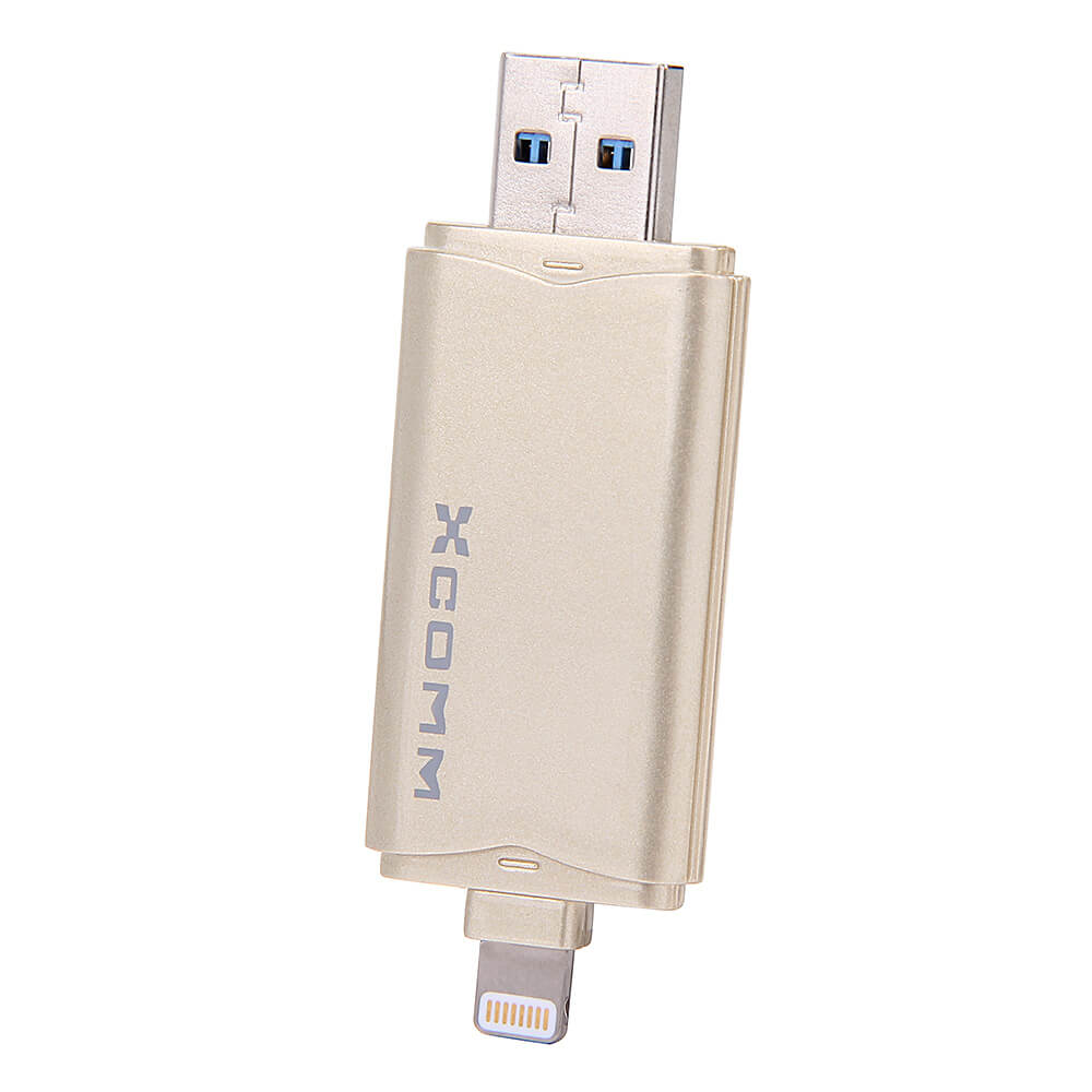 Xcomm XU-209 64GB Phone U Disk with 8pin Interface for iPhone 6S/6S Plus/6/6P/5S - Gold