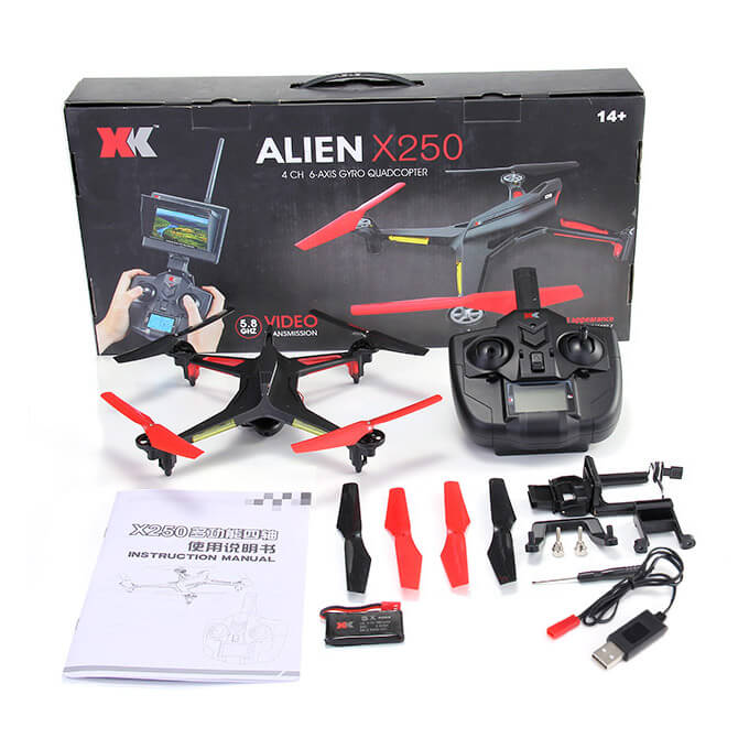 XK Alien X250 WIFI FPV 2.4G 4CH 6 Axis Gryo One Key To Roll Failsafe Futaba S-FHSS Compatible RC Quadcopter RTF