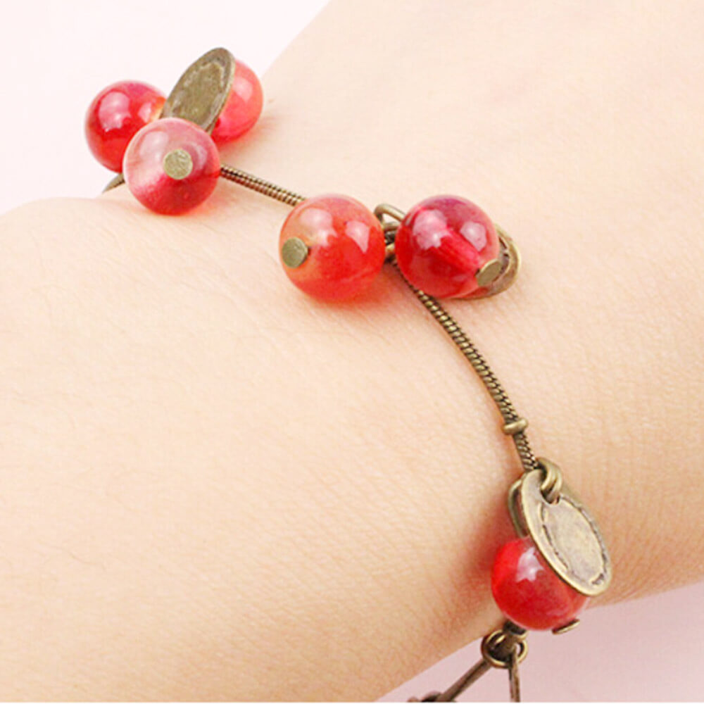 22cm Retro Little Cherry Opal Bracelet with Beautiful Design