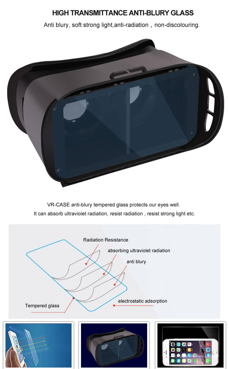 VR Case 5 3D Virtual Reality VR Headset IPD Focus Adjust FOV90 Gamepad Blu-ray Proof Toughened Glass for 3.5 - 6inch Smartphones