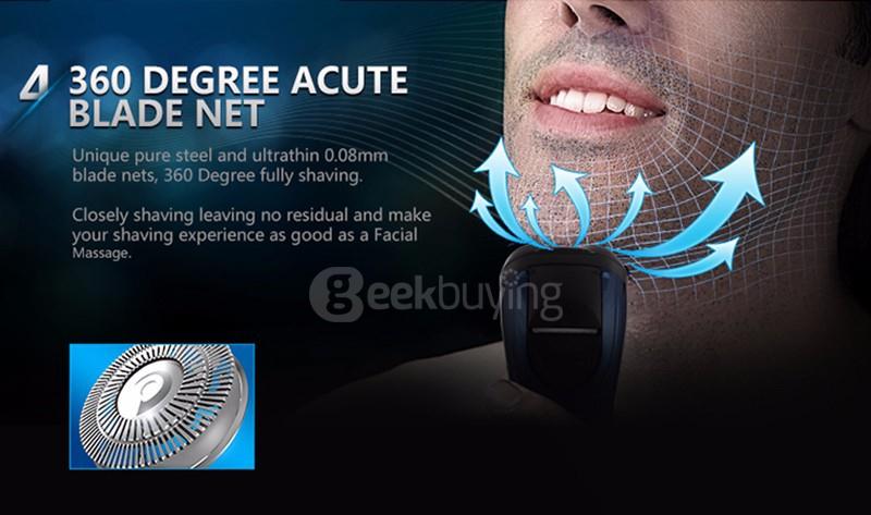 POVOS PW936 Men Washable Rechargeable Rotary Electric Shaver Razor 3D Floating Pop-up Trimmer