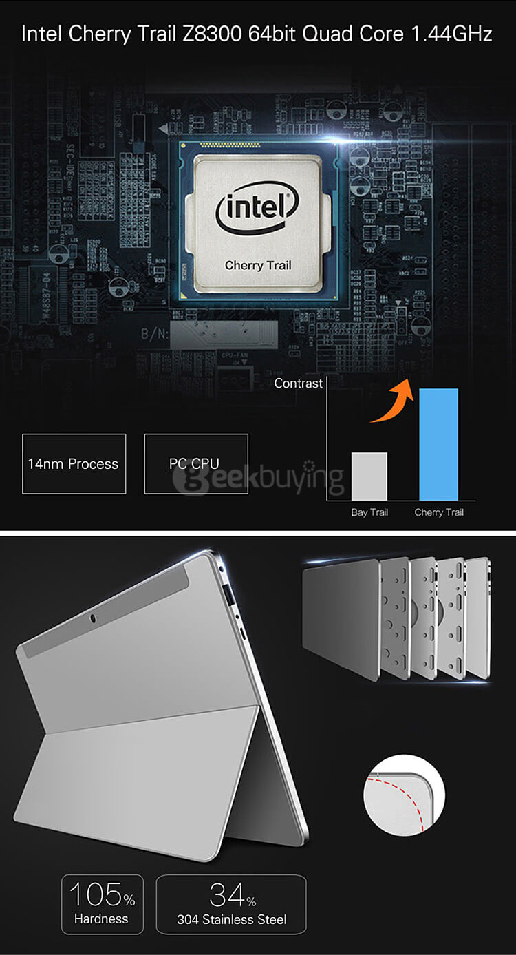 K8-M116 2in1 Ultrabook Tablet PC 11.6 inch Windows10 4GB/128GB Intel Cherry Trail Z8300 Quad Core 1.84GHz IPS 1920*1080 HDMI - Black