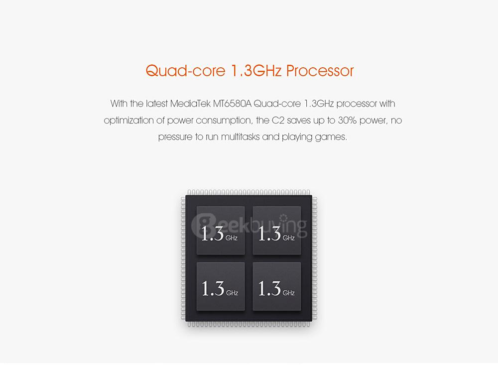 OUKITEL C2 4.5inch Android 5.1 MT6580 Quad Core 1.3GHz Smartphone 1GB RAM 8GB ROM 3G GPS Dual Cameras - Black