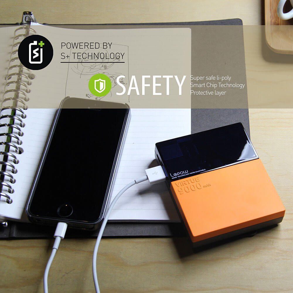 Original Lepow VIRTUE 9000mAh Li-polymer Power Bank External Battery Charger