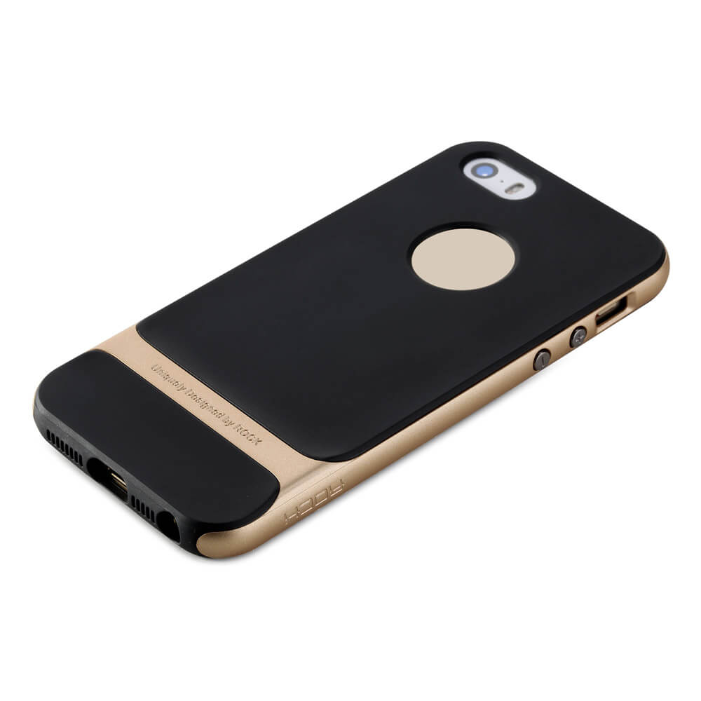 ROCK Royce Series Phones Protective Shell For iPhone5S/SE TPU Back Cover With PC Edge Anti-scratch Phone Case - Gold