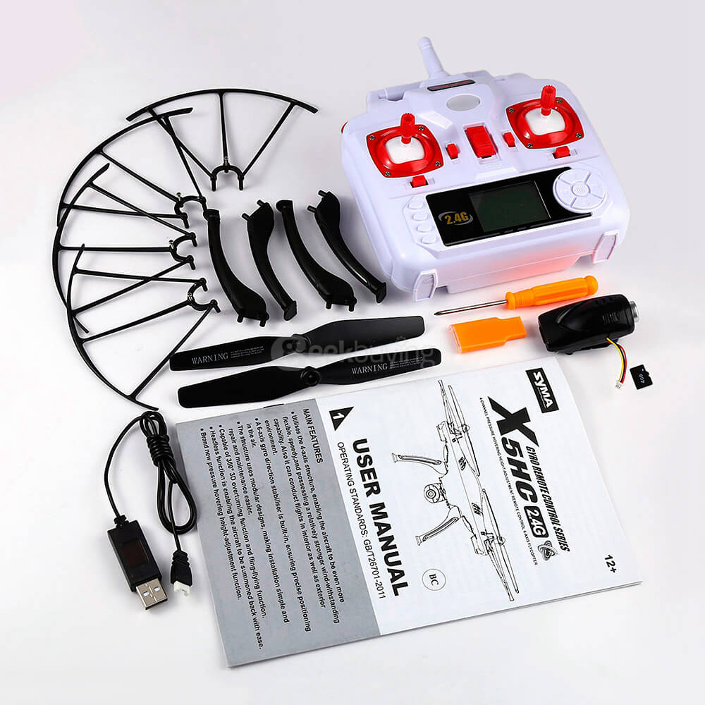 Syma X5HC With 2MP HD Camera 3D Roll Altitude Hold Headless Mode 2.4G 4CH 6Axis RC Quadcopter RTF - Blue