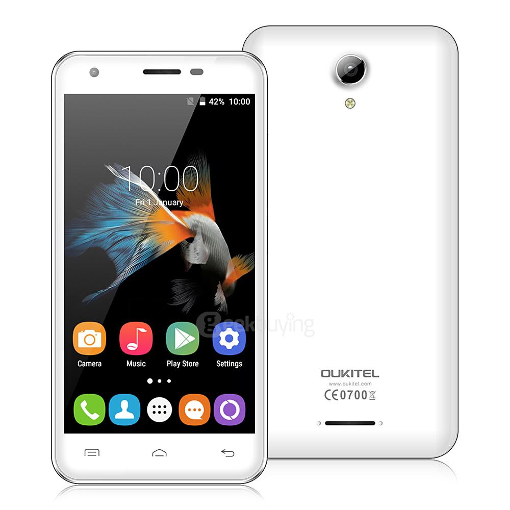 OUKITEL C2 4.5inch Android 5.1 MT6580 Quad Core 1.3GHz Smartphone 1GB RAM 8GB ROM 3G GPS Dual Cameras - White
