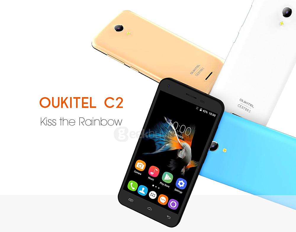 OUKITEL C2 4.5inch Android 5.1 MT6580 Quad Core 1.3GHz Smartphone 1GB RAM 8GB ROM 3G GPS Dual Cameras - Blue