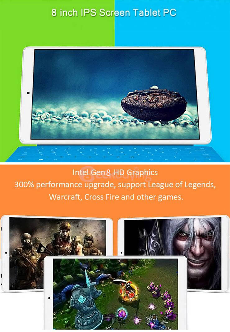 Teclast X80 Pro Dual OS Windows10 + Android5.1 2GB/32GB 8 inch Tablet PC Intel Cherry Trail Z8300 Quad Core 1.84GHz IPS 1920*1200 HDMI - White