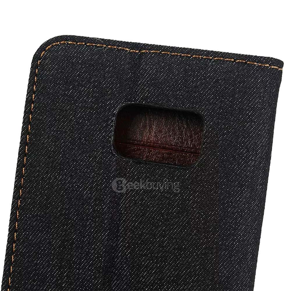 Leather Case For Samsung Galaxy S7 / G930A G9300 Flip Embossed Standing Protective Holster With Pocket- Black
