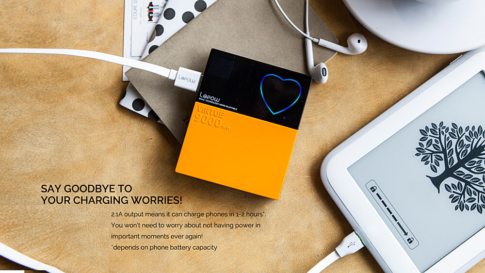 Original Lepow VIRTUE 9000mAh Li-polymer Power Bank External Battery Charger