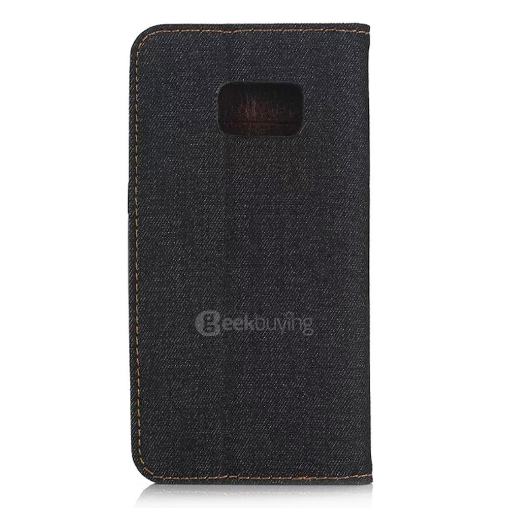 Leather Case For Samsung Galaxy S7 / G930A G9300 Flip Embossed Standing Protective Holster With Pocket- Black
