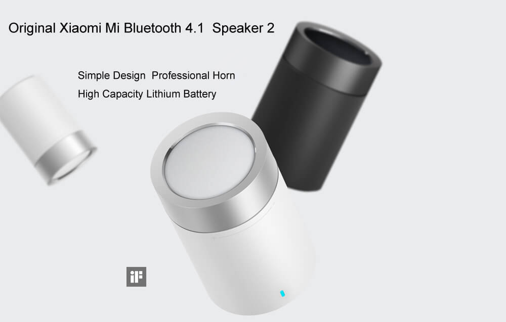 Original XIAOMI Cylindrical Metallic Wireless Bluetooth Speaker II BT4.1 Handsfree MIC Mini Speaker - Black
