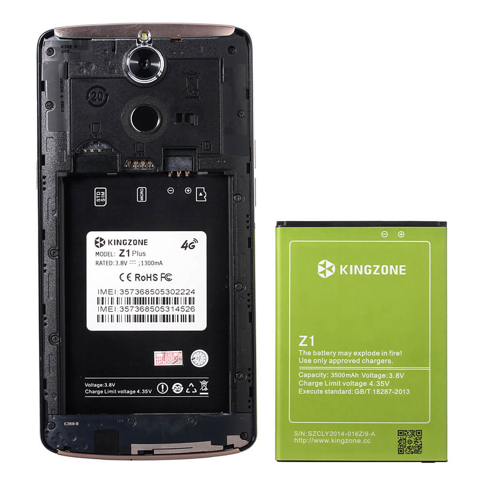 Kingzone Z1 Plus 5.5inch HD JDI Waterproof Screen 64Bit 4G LTE MTK6753 Octa Core 1.3 GHz Android 5.1 Smartphone 13.0MP+13.0MP Camera 2GB 16GB Touch ID OTG - Purple