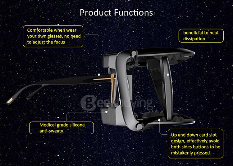 ANTVR Foldable 3D VR Virtual Reality Headset 100FOV IPD Adjustable Distortionless for 4.5-6.0inch Smartphones - Black