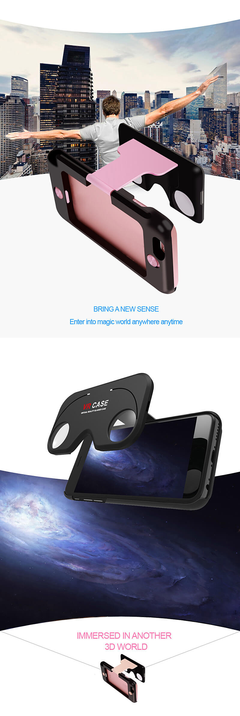 3D VR CASE Virtual Reality VR Box FOV75 VR Lens Cover For Apple iPhone 6 6S Plus - Rose