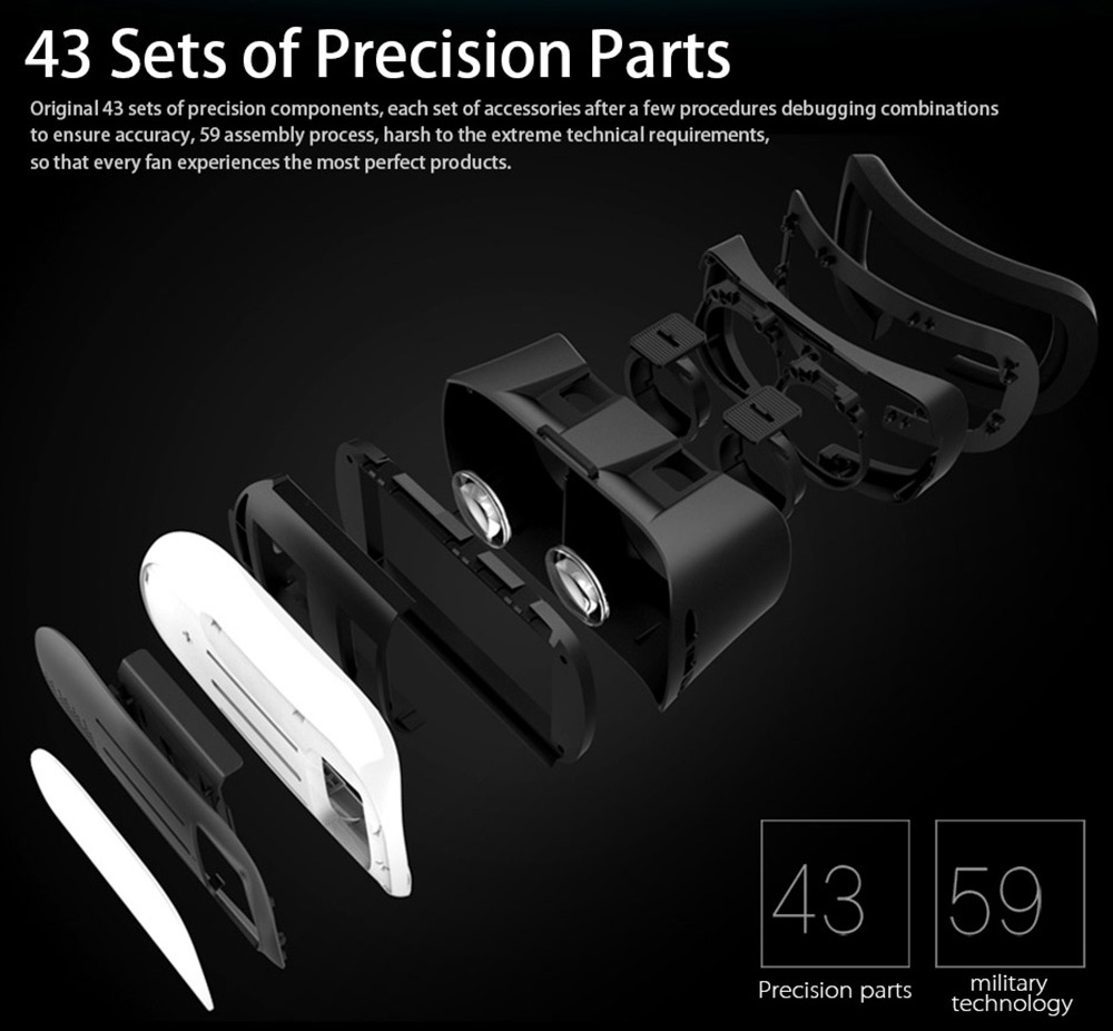 Original VR BOX 2 Head Mount Virtual Reality VR Headset IPD Focus Adjustment FOV95 Blueray Proof 3D Game Movie Cardboard for 3.5 - 6.0 inches Smartphones