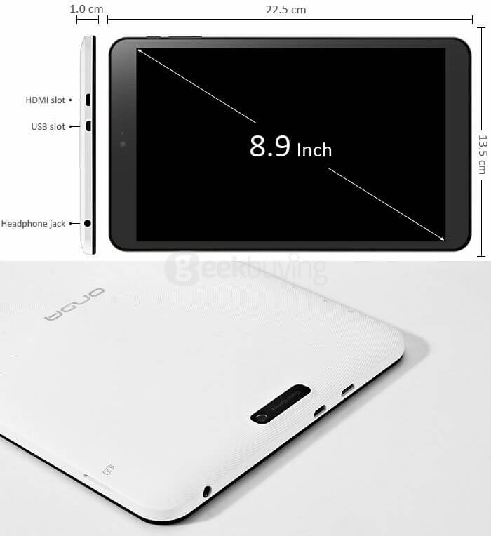 ONDA V891 Dual OS Windows10 + Android4.4 8.9 inch 2GB/32GB Tablet PC Intel Z3735F Quad Core 1.83Ghz HDMI - Black+White