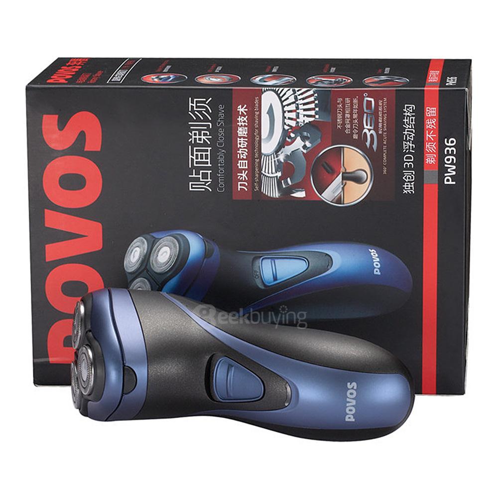 POVOS PW936 Men Washable Rechargeable Rotary Electric Shaver Razor 3D Floating Pop-up Trimmer