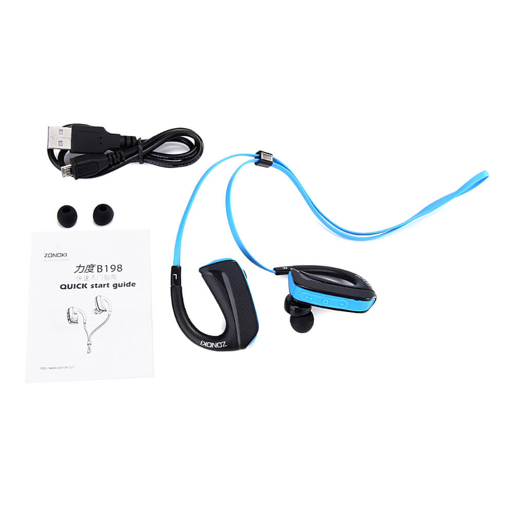 Zonoki B198 Wireless Bluetooth Stereo Headphone Sport Music BT4.0 Headset with MIC - Sky Blue